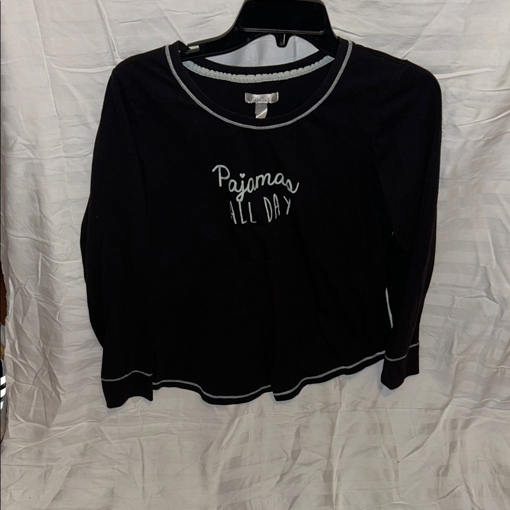 Women's Black Long Sleeve Pajama Top